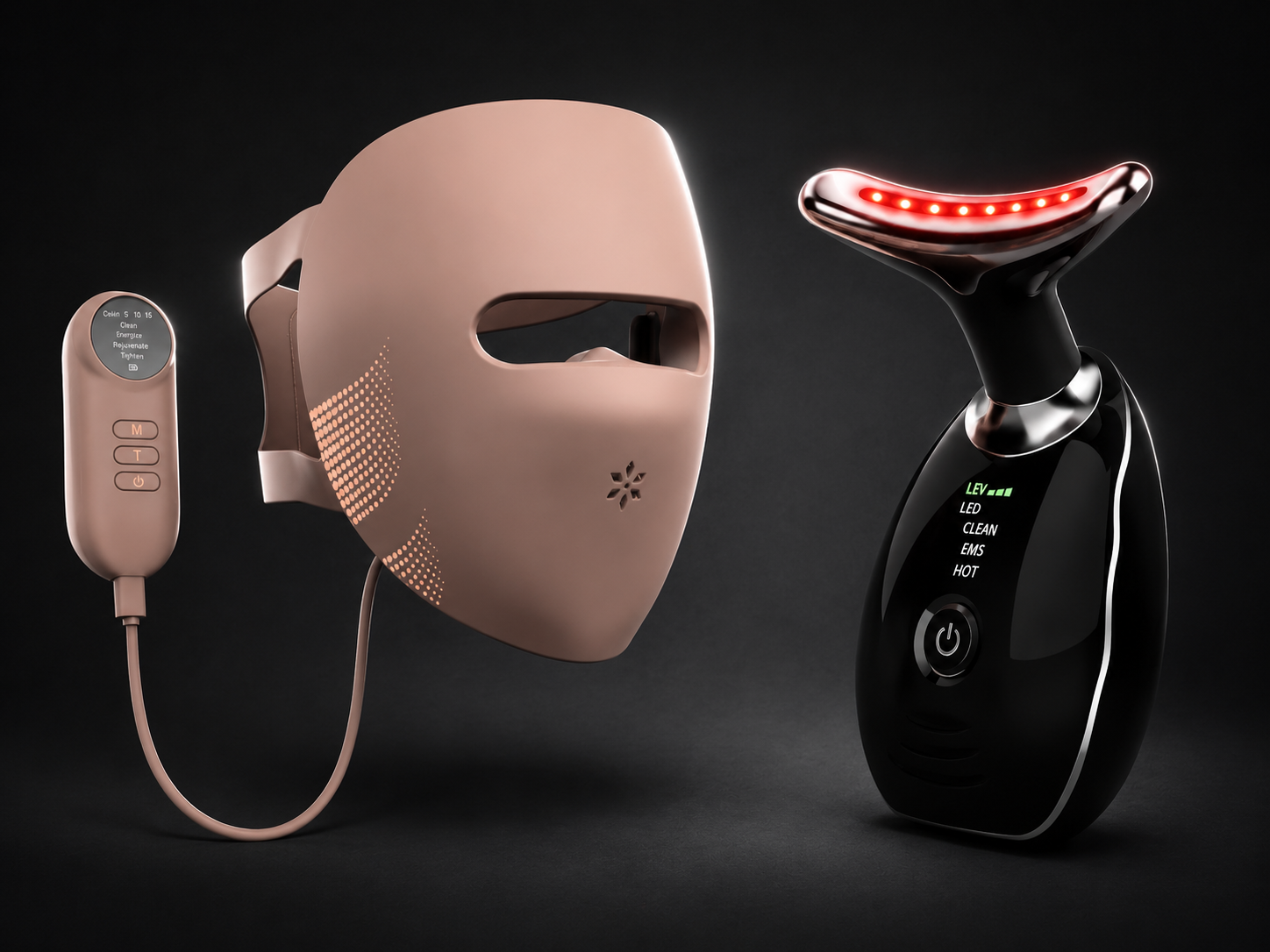 Lumovex Complete Face Kit — Spectrum Pro LED face mask and Sculpt red light wand