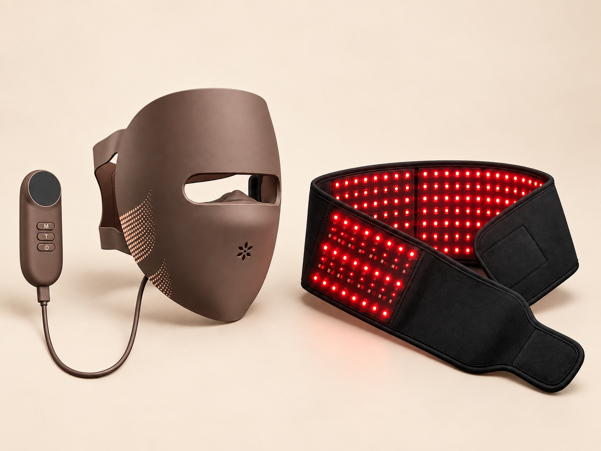 Lumovex Complete Glow Kit — Spectrum Pro LED face mask and red light therapy belt