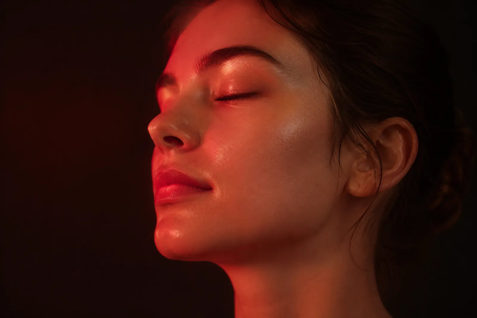 Clear, calm skin under red light therapy, acne research