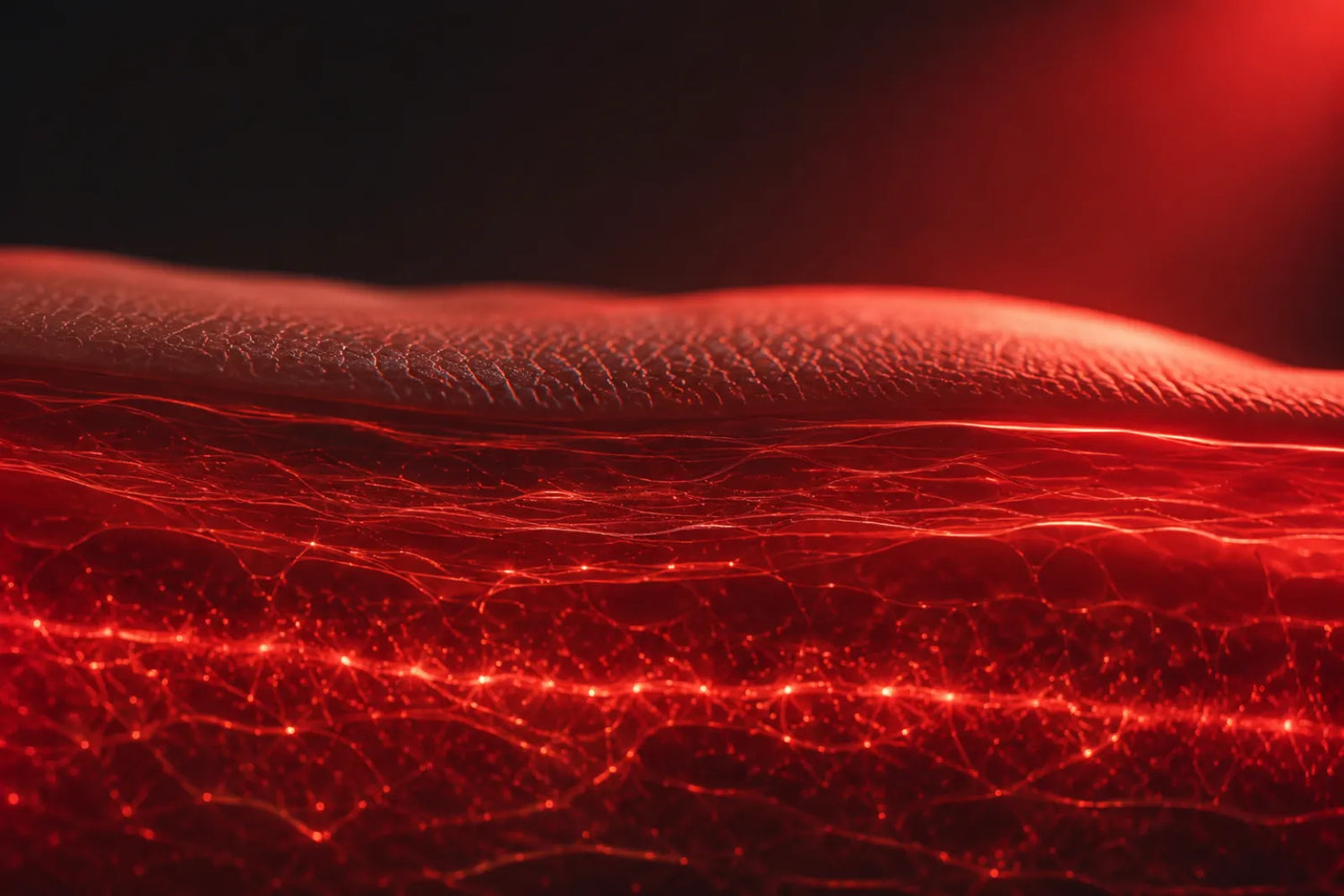 Red and near-infrared light waves penetrating layers of skin
