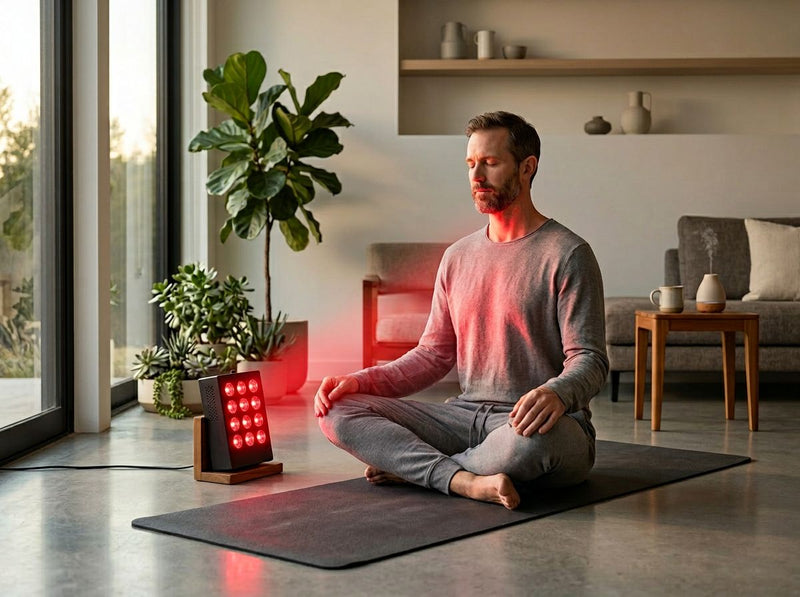 Daily Wellness - Man meditating with panel