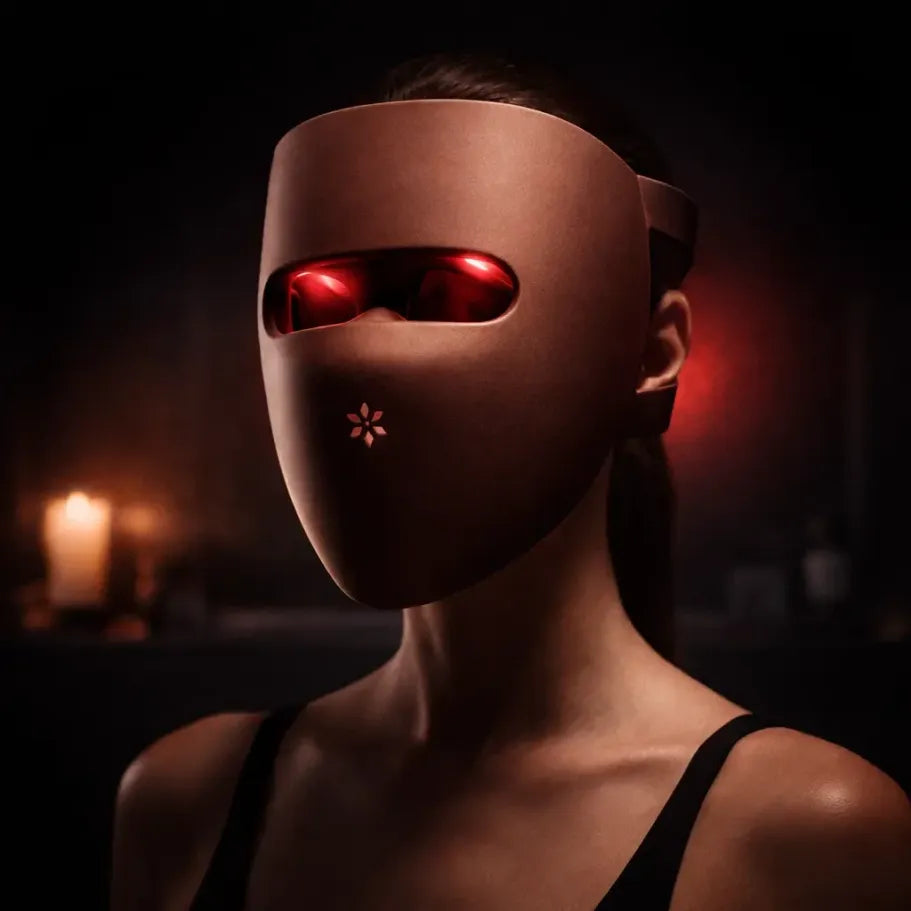 Lumovex Spectrum Pro LED face mask angled view showing full coverage design