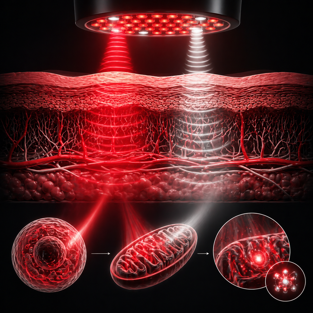 The Science of Photobiomodulation - Red and Near-Infrared Light Therapy wavelengths penetrating skin layers